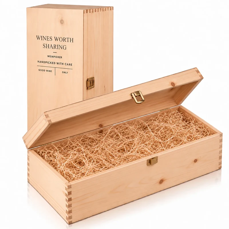 Holz-Geschenkbox für Wein - 2 Flaschen