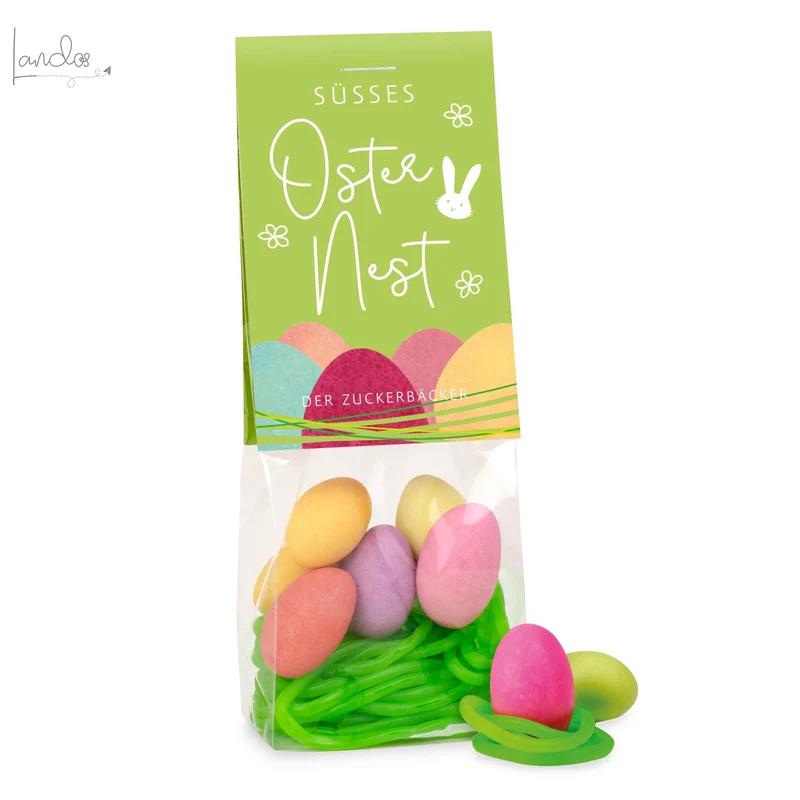 Naschbeutel Süsses Osternest mit Fruchtgummi und Mandeln