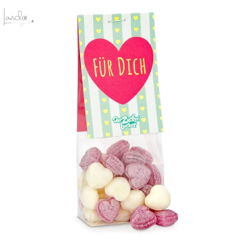 Naschbeutel Für Dich Bonbon Herzen vegan Geschenk