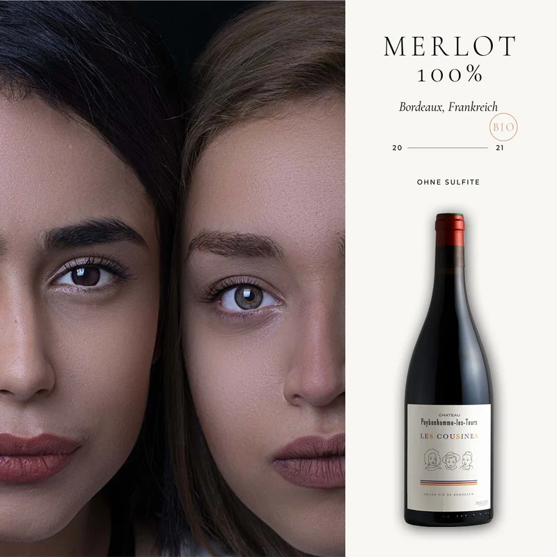 Guter Merlot: 'Les Cousines' 2023 (Bio, vegan) - 0,75 L