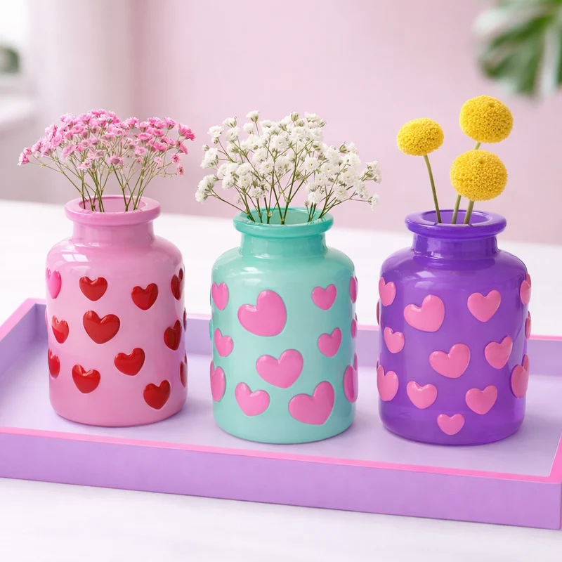 Jacquard Mini Vase Herz – Pastellfarben