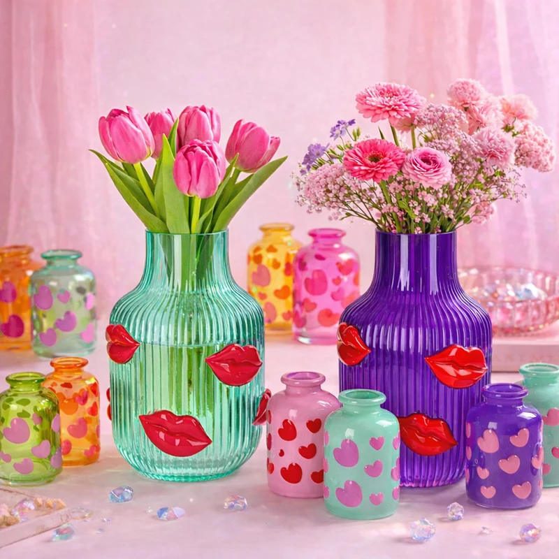 Jacquard Mini Vase Herz – Pastellfarben