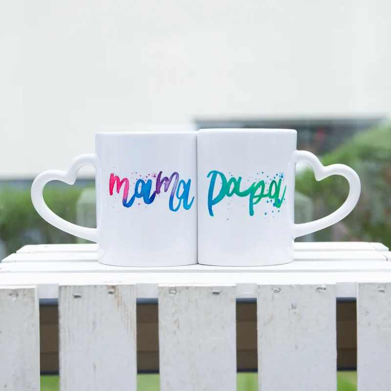 Partnertasse "Mama und Papa"