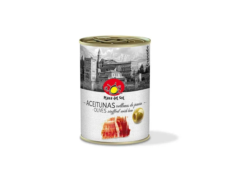 Grüne Oliven gefüllt mit Serrano-Schinkenpaste (280 g)