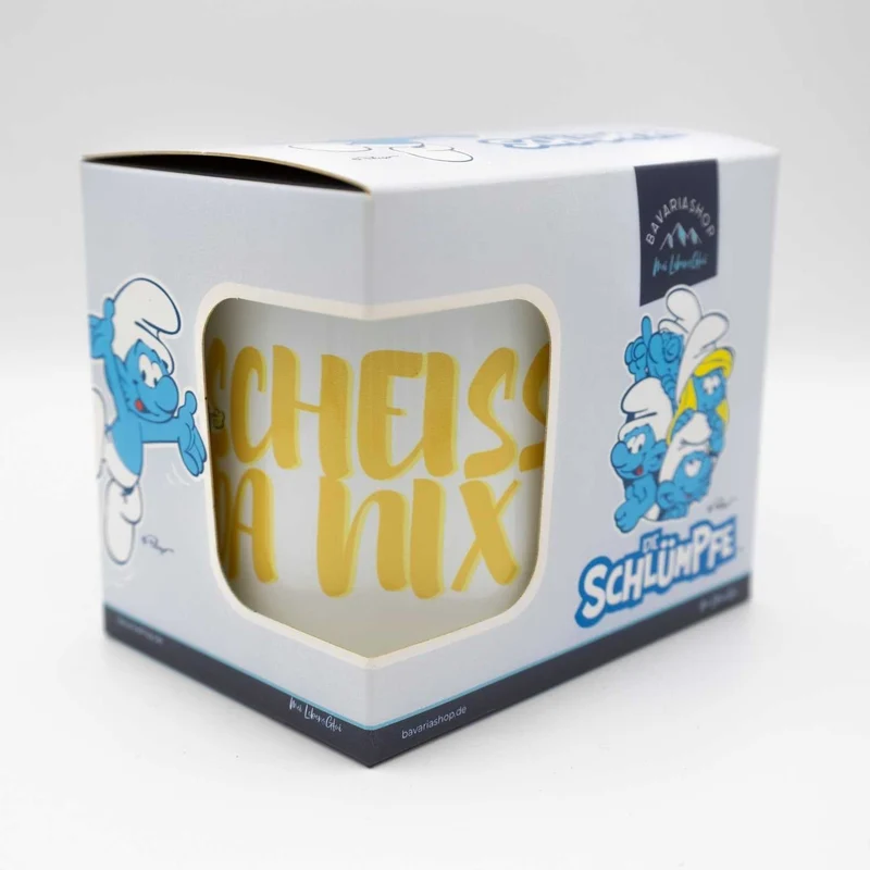 ®Die Schlümpfe Emailletasse "Scheiß da nix"