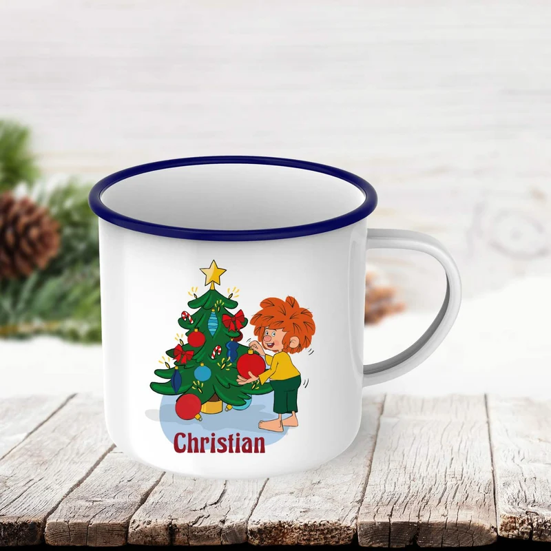 ®Pumuckl Emaille Tasse Weihnachten