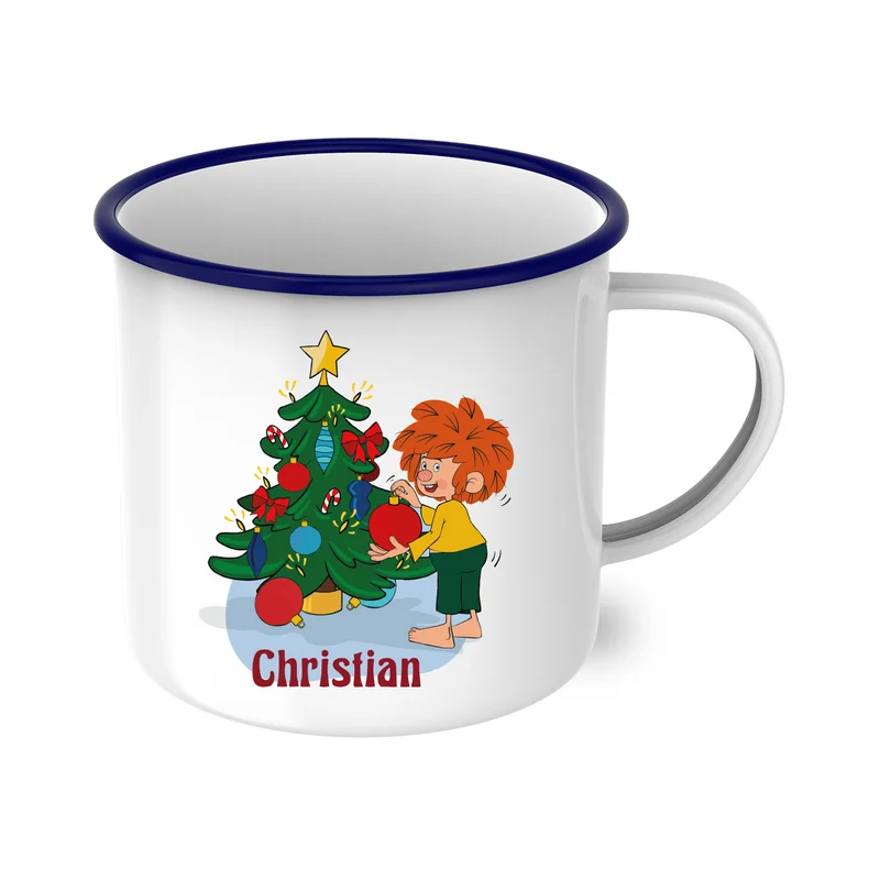®Pumuckl Emaille Tasse Weihnachten