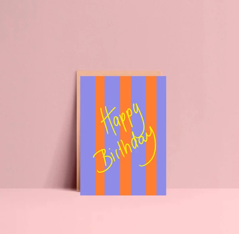 * Happy Birthday Stripes * Postkarte