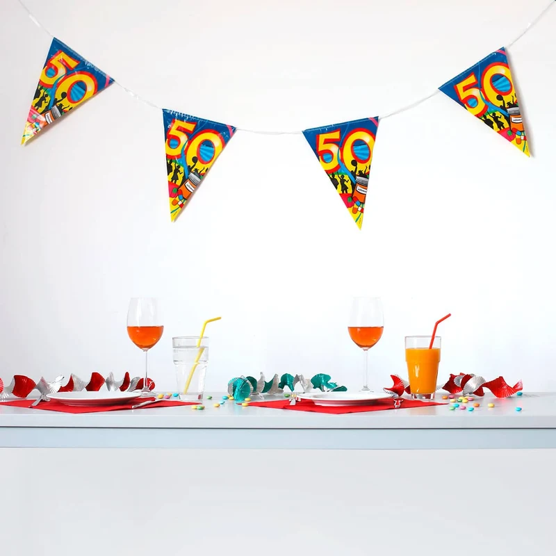 Bunte Wimpelkette zum 50. Geburtstag