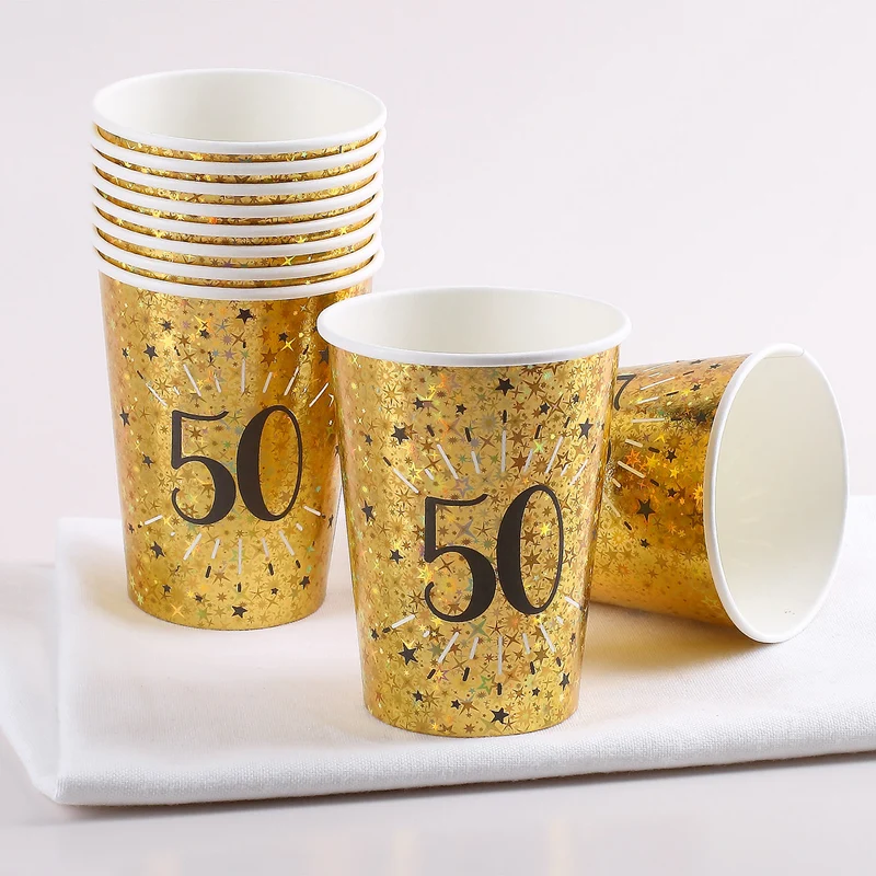 10 Goldene Pappbecher zum 50. Geburtstag