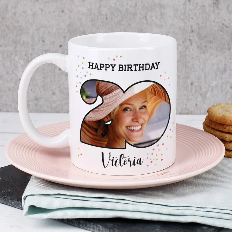 Happy Birthday - Fototasse zum 20. Geburtstag mit Name