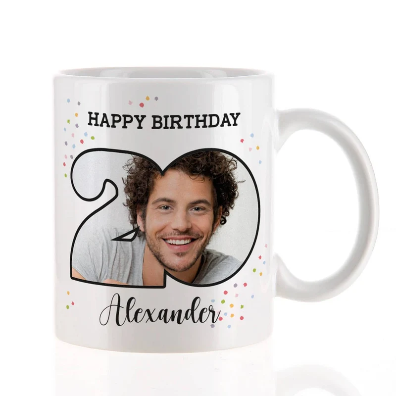Happy Birthday - Fototasse zum 20. Geburtstag mit Name