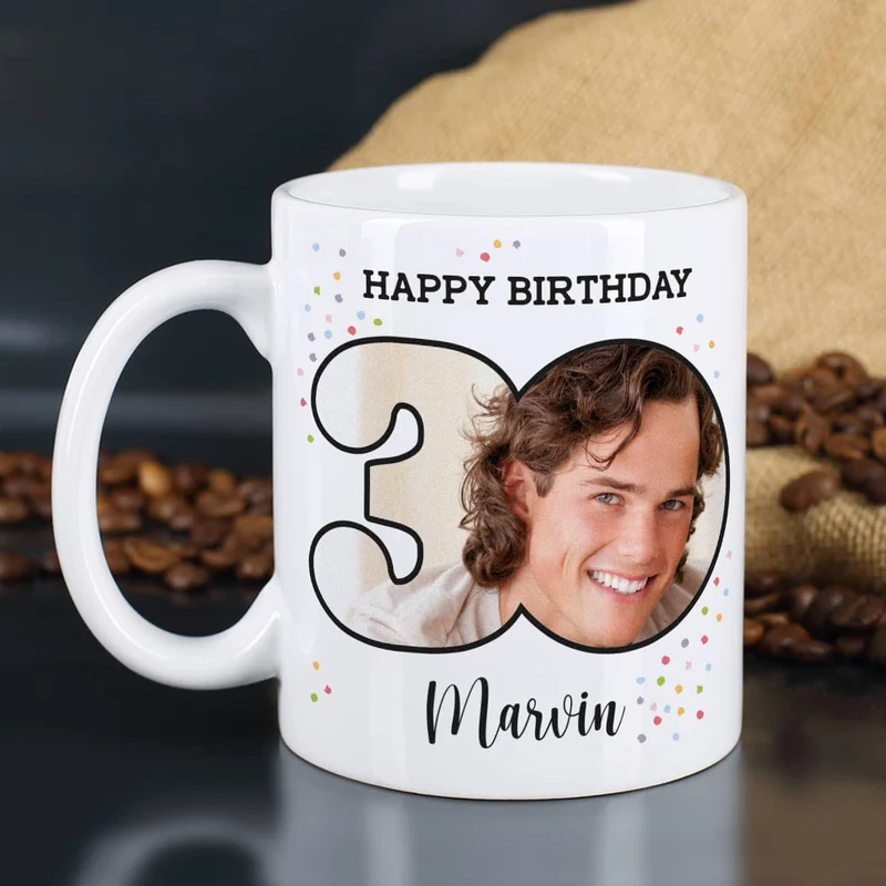 Happy Birthday - Fototasse zum 30. Geburtstag mit Name