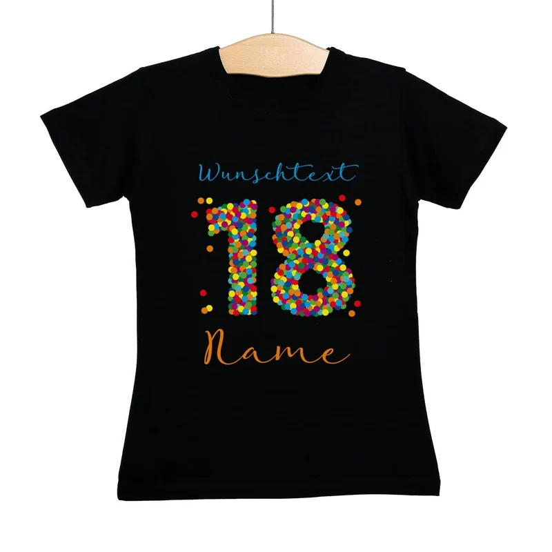 Damenshirt zum 18. Geburtstag mit Name und Wunschtext
