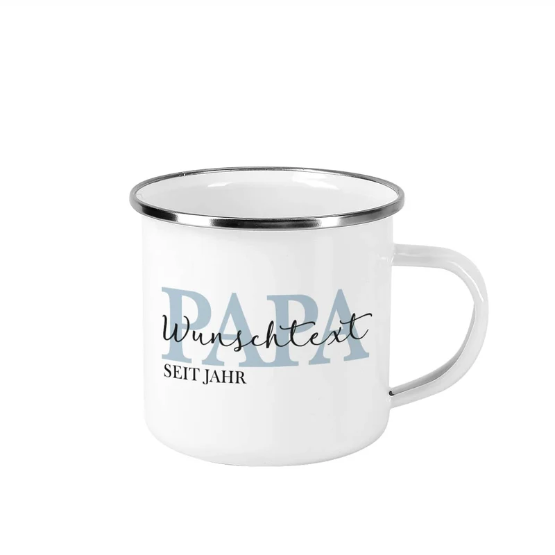 Metalltasse - Papa seit - als Geschenk zum Vatertag