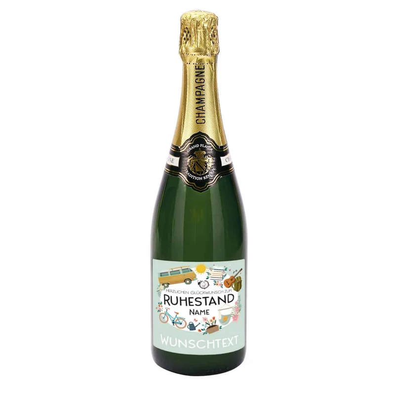 Champagner - Herzlichen Glückwunsch zum Ruhestand - mit Name und Wunschtext