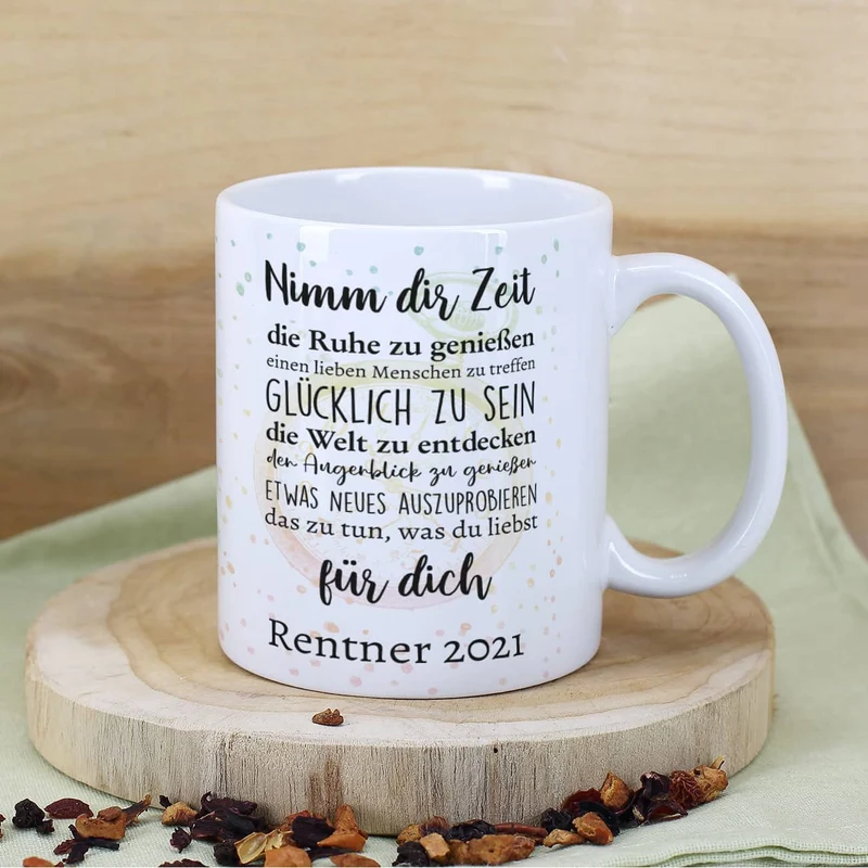 Tasse zur Rente - Nimm dir Zeit - mit Wunschtext