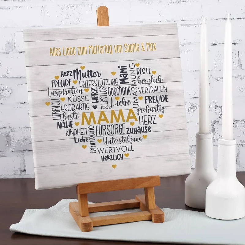 Mama - Leinwand mit Herz & Wunschtext 30x30cm