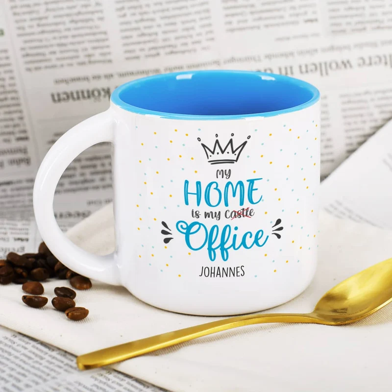 My home is my office - große Tasse mit Name