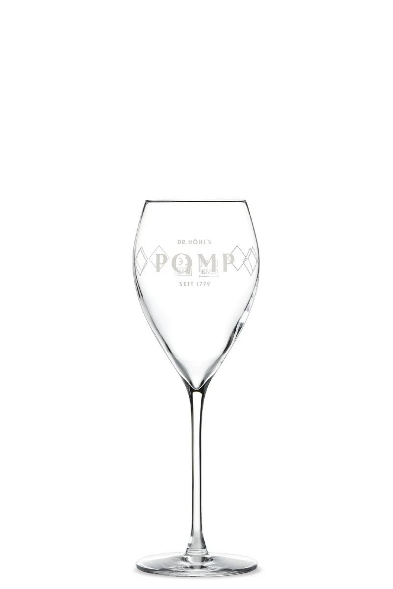 POMP Sektglas mit Logo