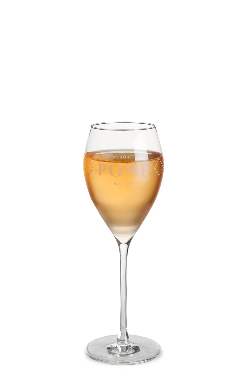 POMP Sektglas mit Logo