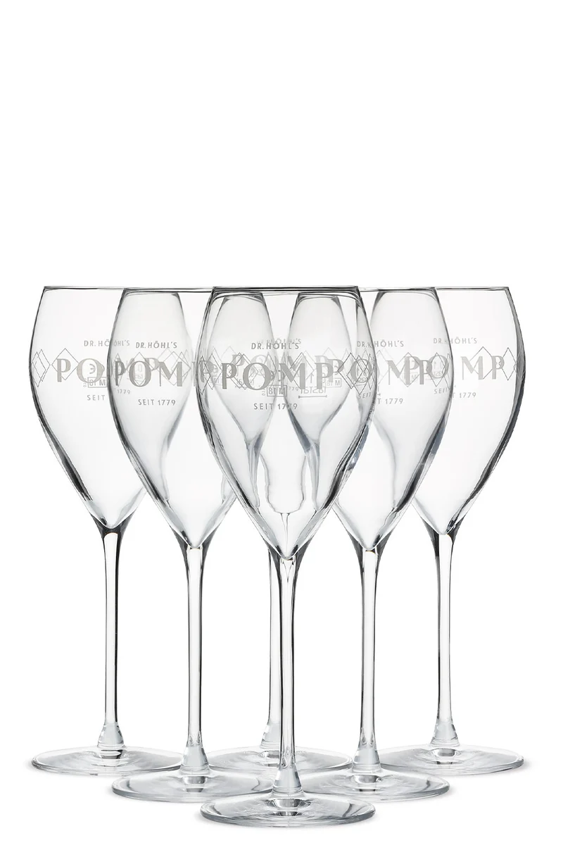 POMP Sektglas mit Logo 6er Set