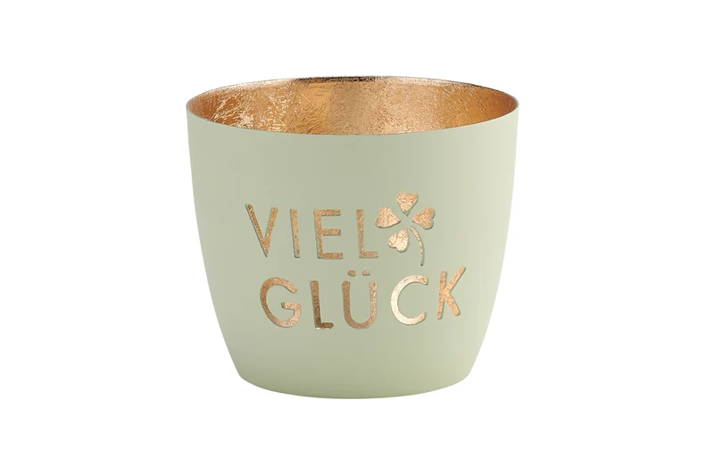 Madras Windlicht "Viel Glück"
