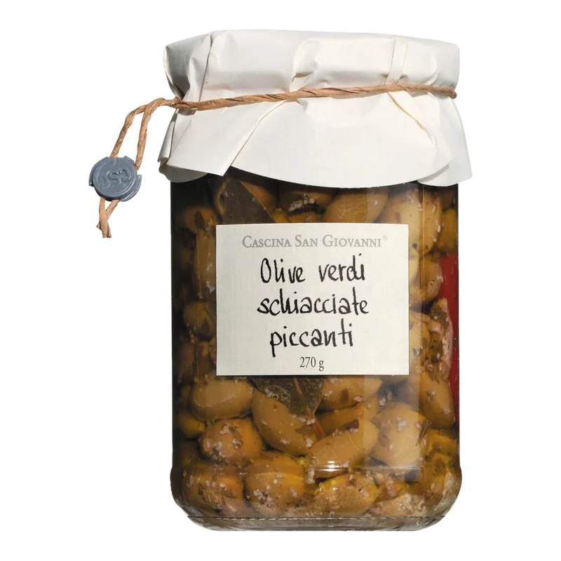 Olive verdi schiacciate piccanti