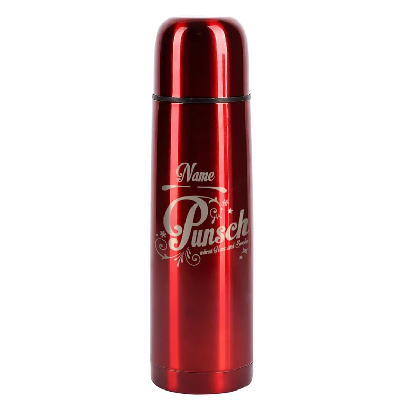 Thermosflasche graviert mit Punsch-Motiv und Name