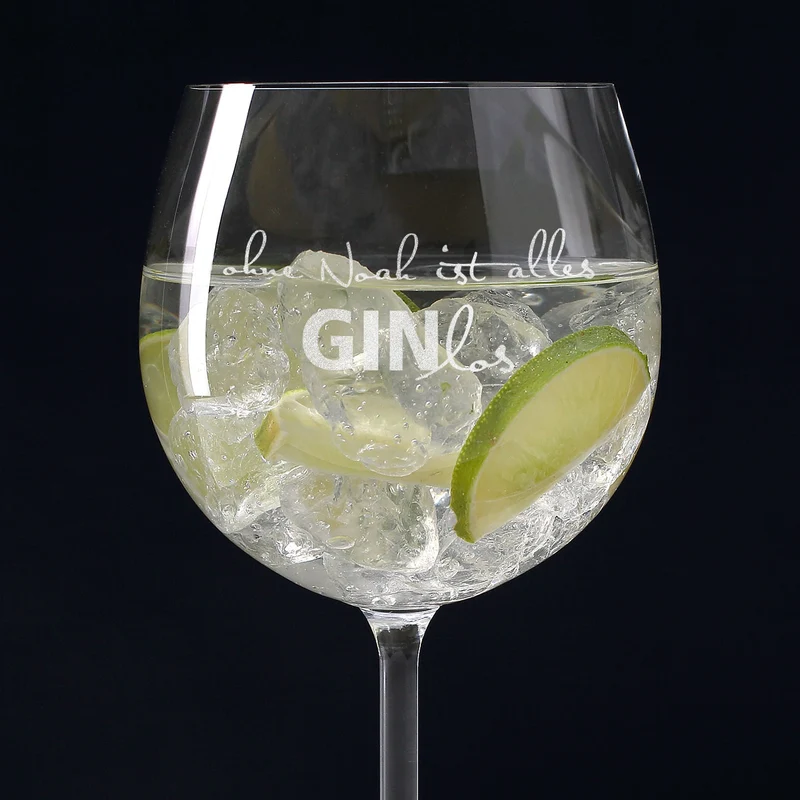 Gin-Glas mit Gravur ohne dich ist alles GINlos mit Wunschname