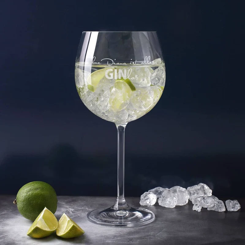 Gin-Glas mit Gravur ohne dich ist alles GINlos mit Wunschname