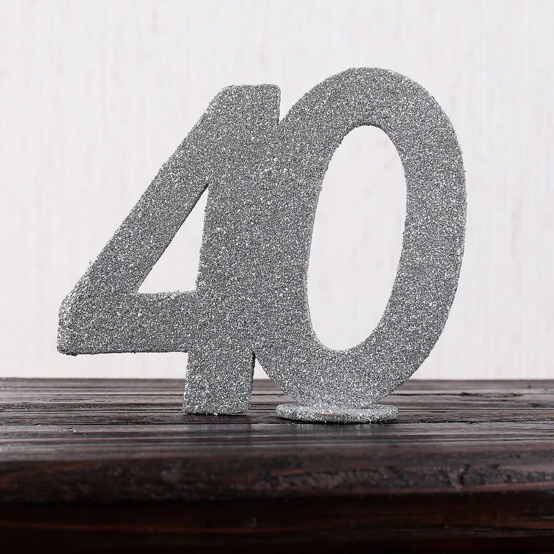 Silberne Dekozahl 40 zum Geburtstag für Tischdekoration