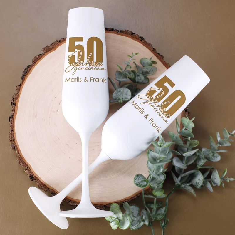 50 Jahre gemeinsam - Edle Sektgläser zur goldenen Hochzeit