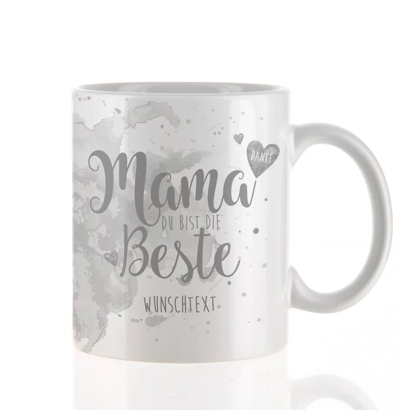 Tasse "Mama Du bist die Beste" mit Wunschtext in verschiedenen Farben