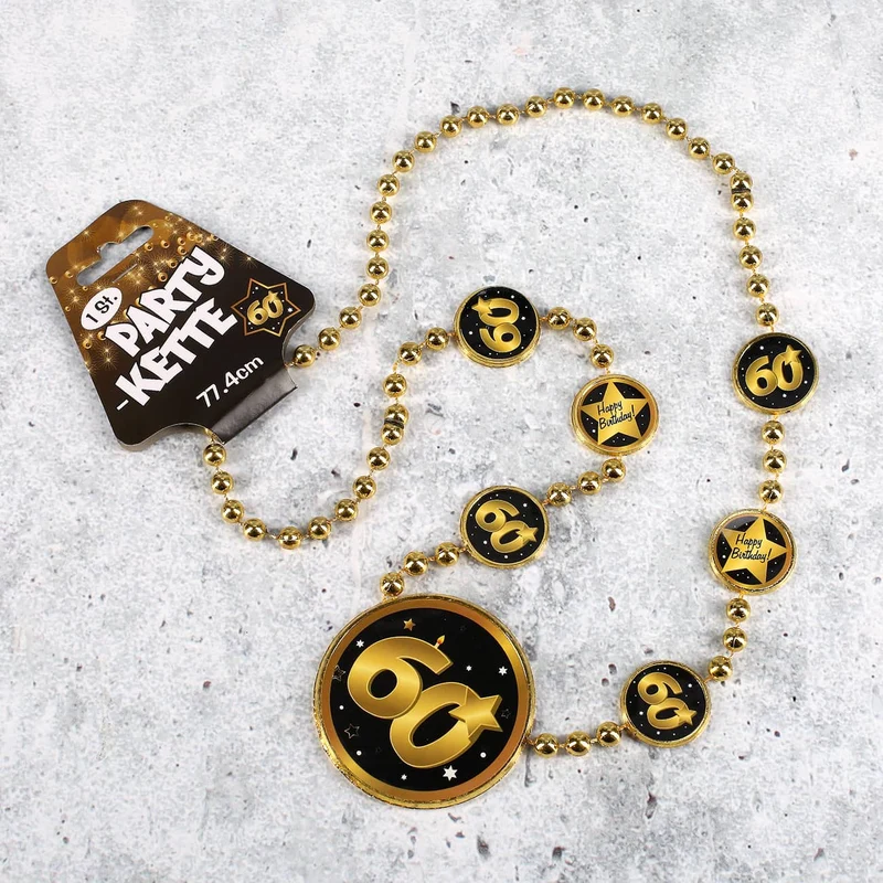 Party-Kette Star in Gold und Schwarz zum 60. Geburtstag
