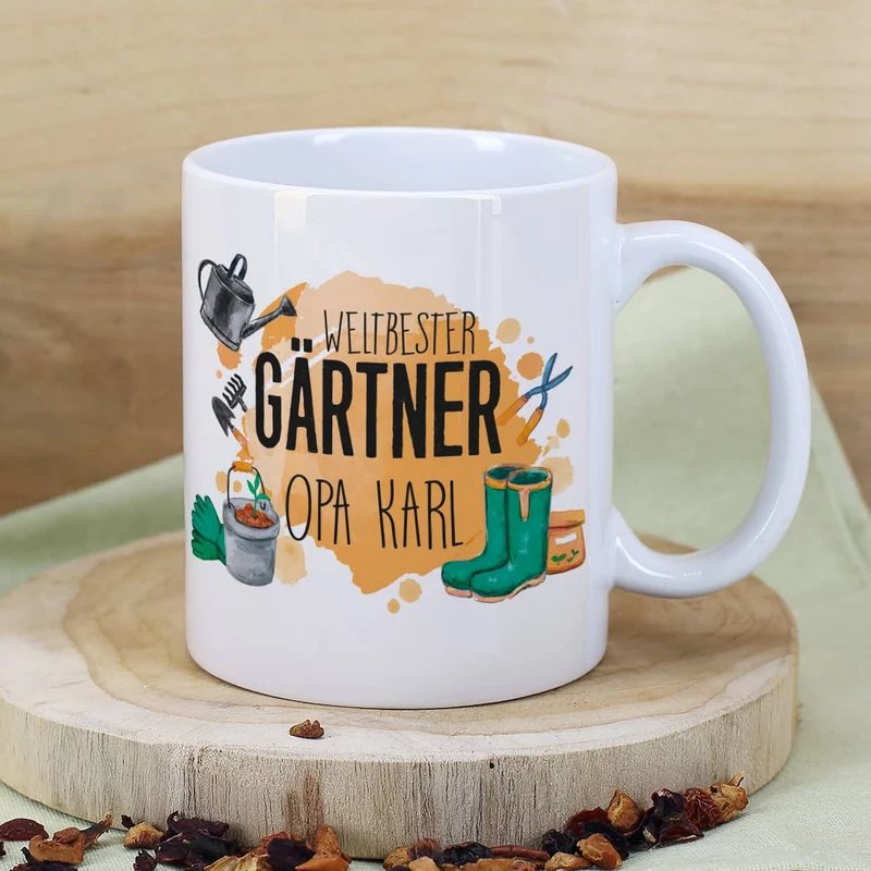 Tasse mit Name für den weltbesten Gärtner
