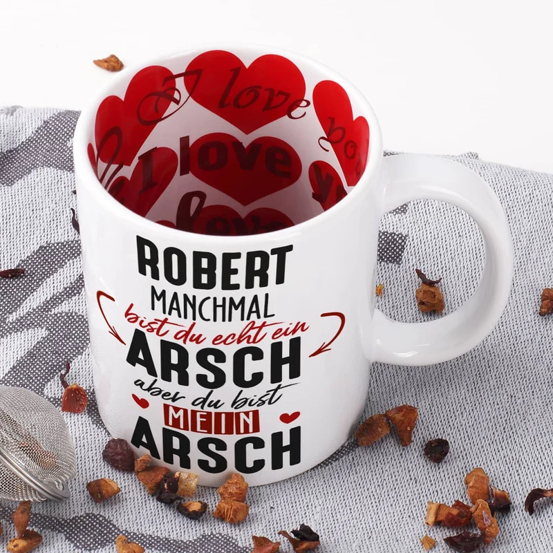 Du bist mein Arsch - Tasse für Männer mit Namensaufdruck