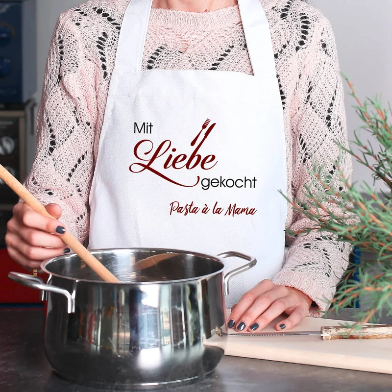 Schürze - Mit Liebe gekocht und Wunschnamen