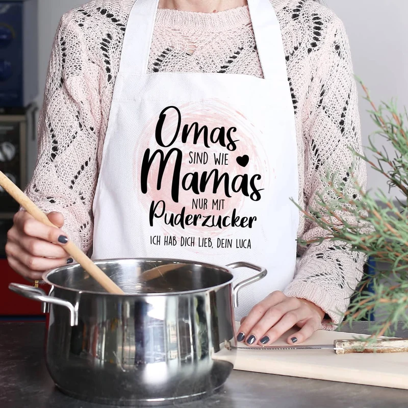 Weiße Schürze - Omas sind wie Mamas - mit Ihrem Wunschtext
