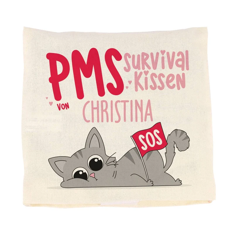 PMS Survival Kirschkernkissen mit Namensaufdruck