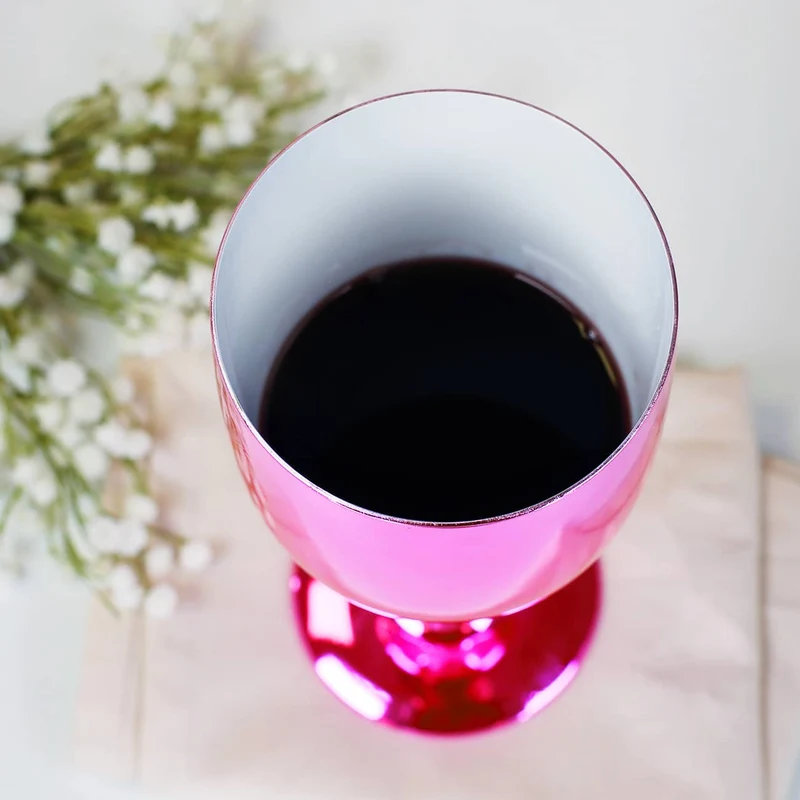 Weinhorn - glänzender, pinker Weinkelch mit Knuddelhorn und Name
