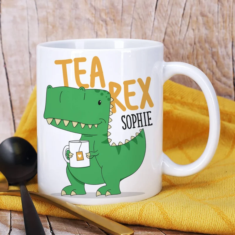 Tea Rex - Tasse mit Namensaufdruck und T-Rex Motiv