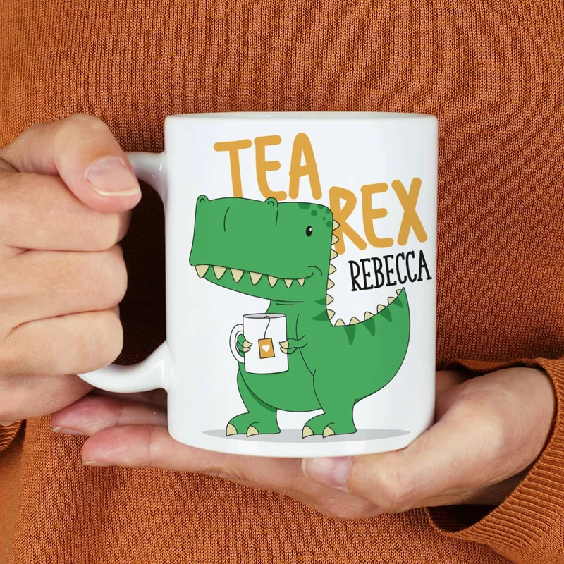 Tea Rex - Tasse mit Namensaufdruck und T-Rex Motiv
