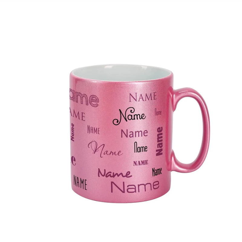 Tasse mit Namensaufdruck in Metallic Pink oder Gold