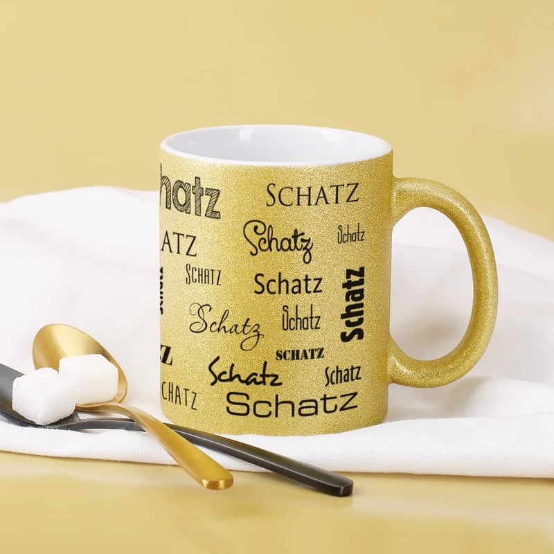 Tasse mit Namensaufdruck in Metallic Pink oder Gold
