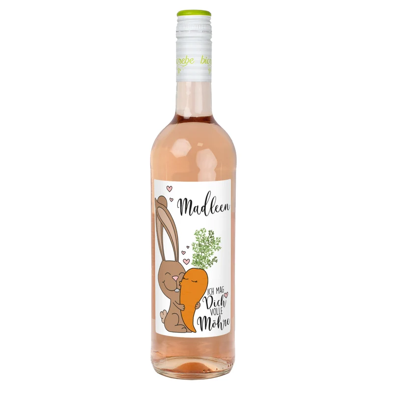 Ich mag Dich volle Möhre! - Biorebe Wein mit Wunschname personalisiert | Geschenk zu Ostern