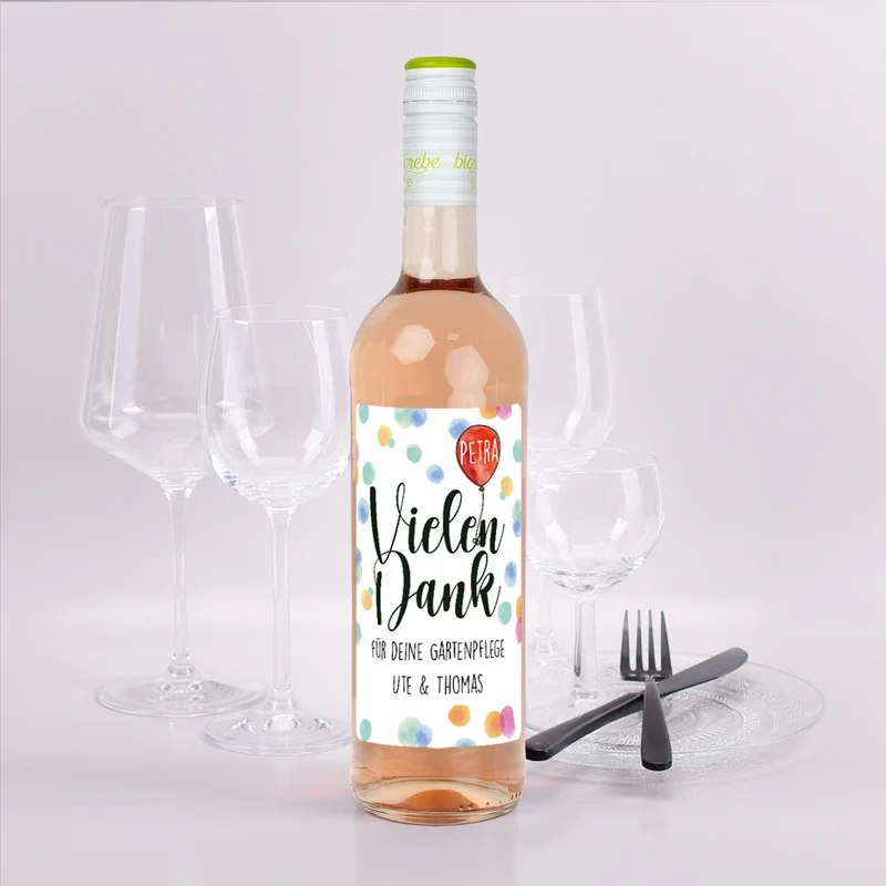 Vielen Dank - Biorebe Wein mit Name und persönlichem Text | Weißwein, Rotwein, Rosé