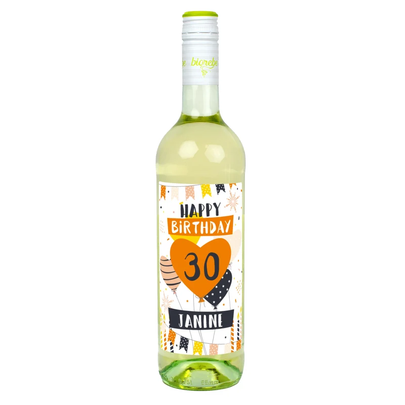 Biorebe Wein als Geschenk zum Geburtstag personalisiert mit Name und Alter