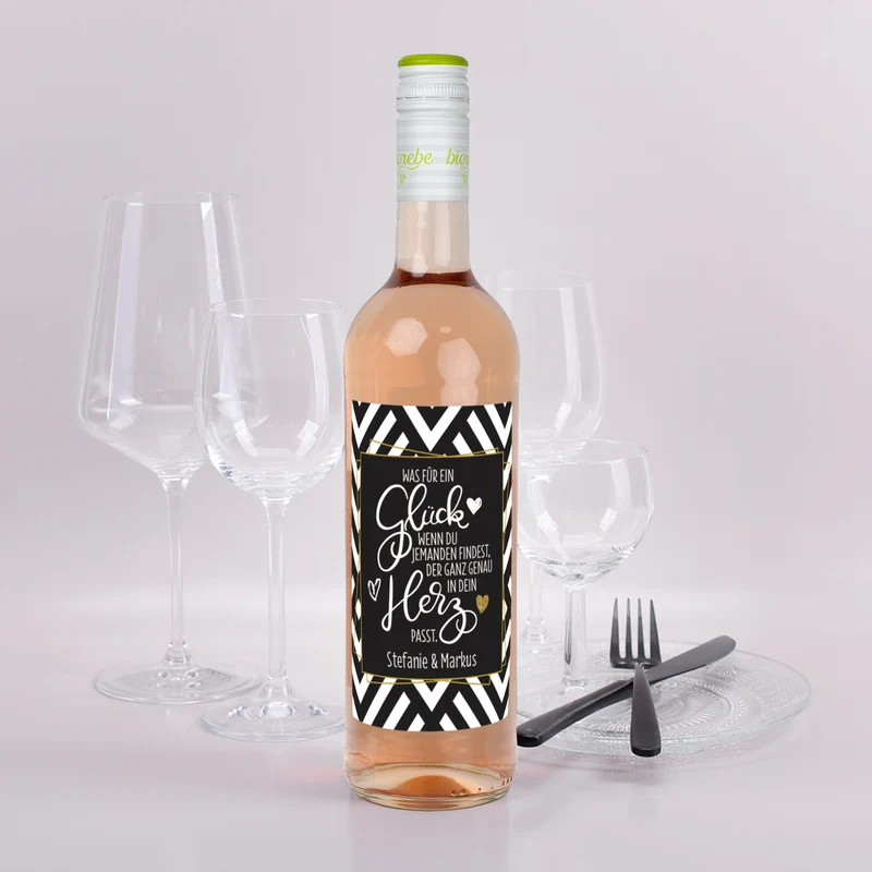 Was für ein Glück - Biorebe Wein mit persönlichem Etikett | Bio Rotwein, Weißwein, Rosè