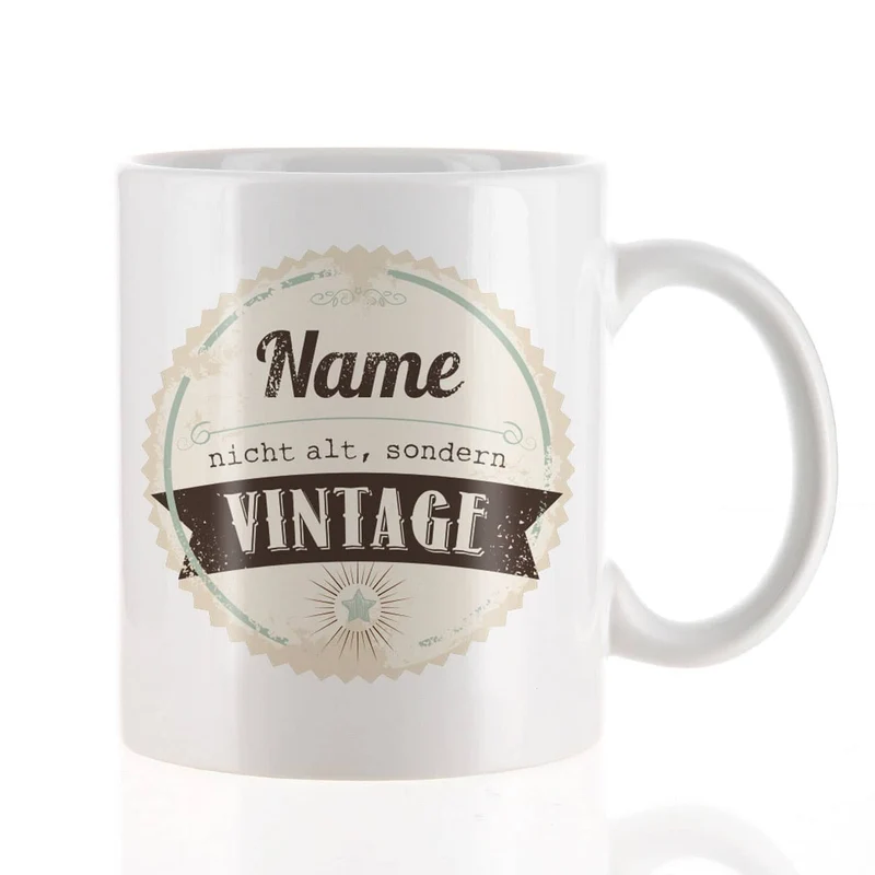 personalisierte Tasse zum Geburtstag - Nicht alt, sondern vintage!